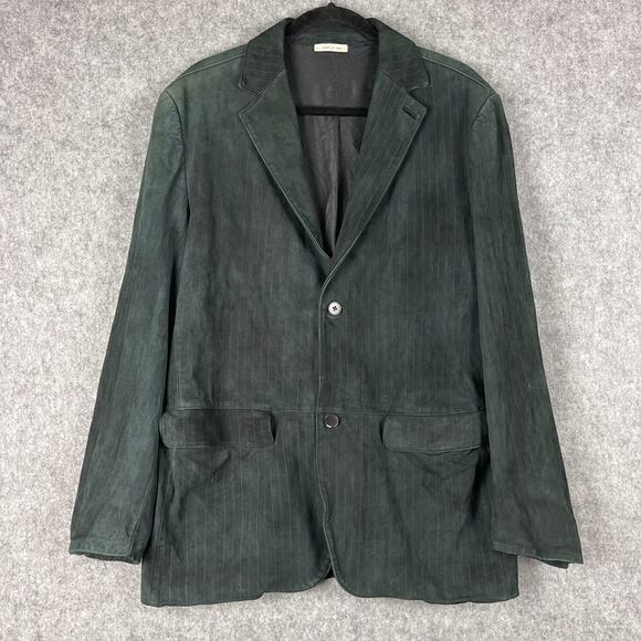 Ermenegildo Zegna Suede Blazer Jacket Mens 54 IT Black Stripe Patina Italy READ